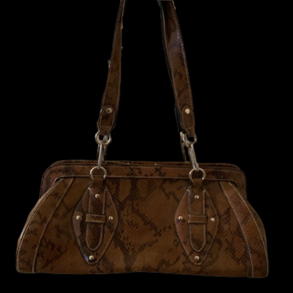 Worthington Faux Croc barrel bag